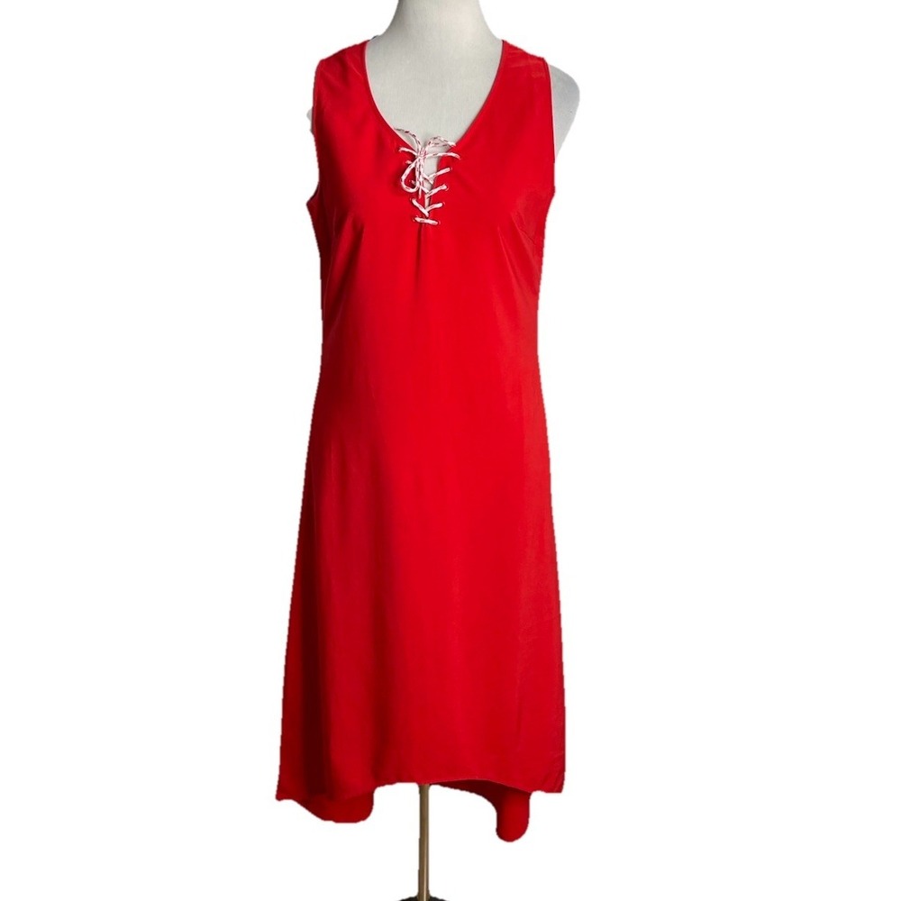 West Marine Del Sol Red Hi Low Midi Dress Lace Up Sleeveless Upfโ Beach Cruise L
